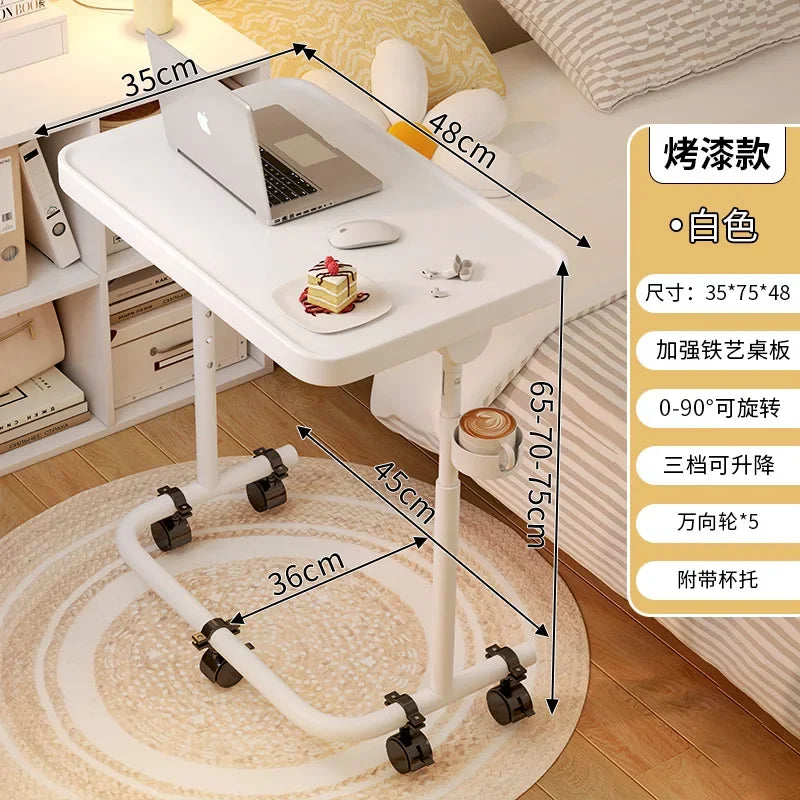 Multi-functional Movable lifting bedside table, home sofa side few, notebook computer table, folding small table, desk Oasis Select TY-White-B