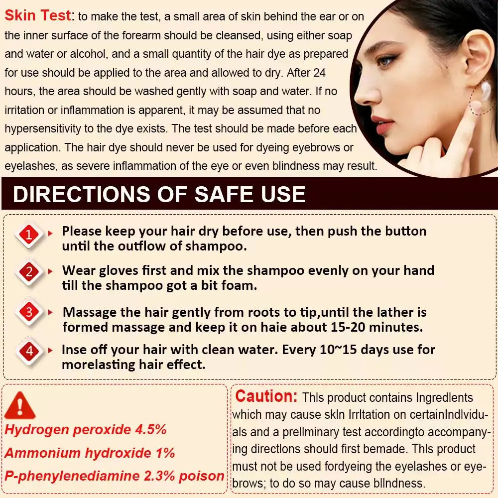 3.38fl oz3-in-1Black Hair Color, White Covering Shampoo, Plant-Based Black Hair Color, Rapid Hair Color Cream, Styling, DIY Care Oasis Select