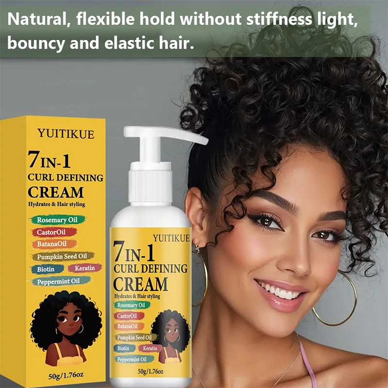 YUITIKUE 7-in-1 Curl Defining Cream – Hydrating Hold, No Frizz