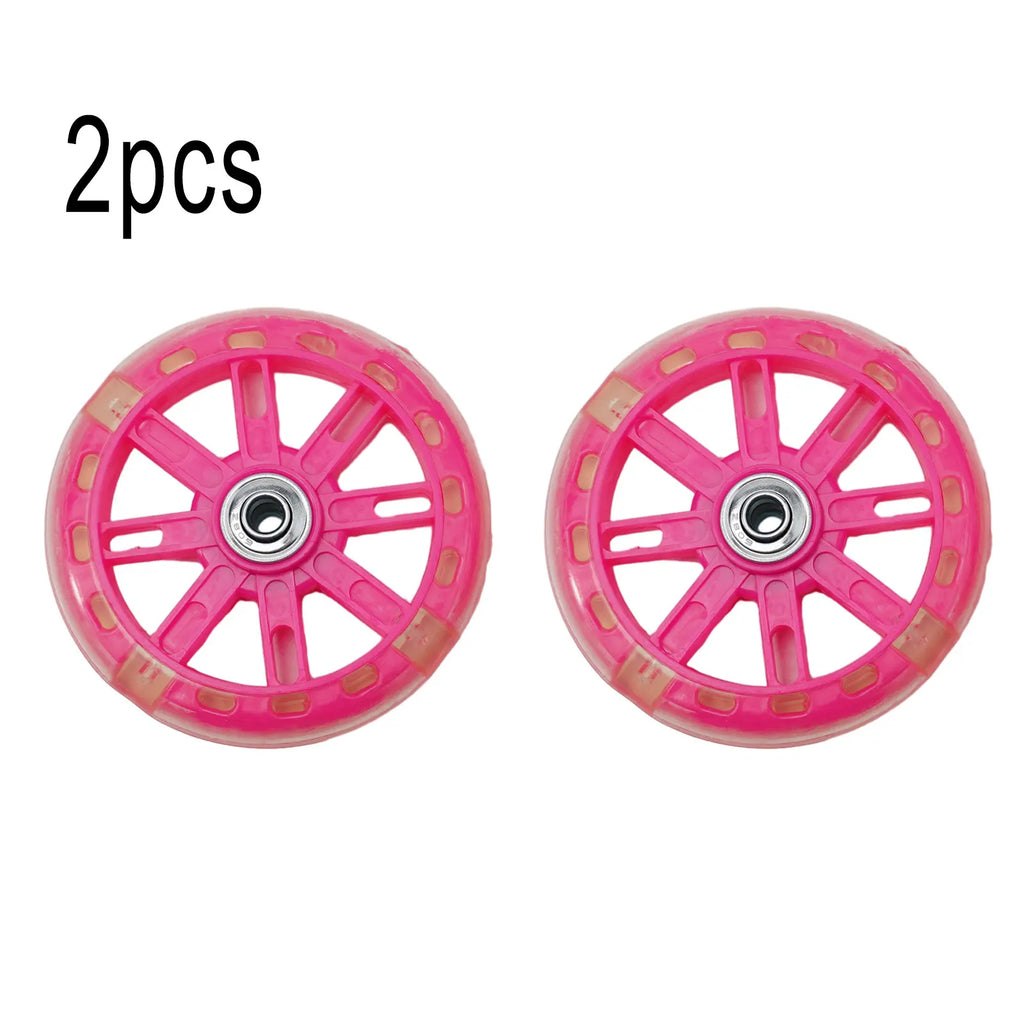 LED Flash Scooter Wheel 110mm Children Scooter Replacement Wheels 5 Colors Lighting Outdoor Bike Accessories Bearing Assist Tool Oasis Select Pink