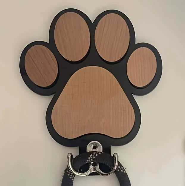Fashionable Wooden Paw Print Wall Hooks, Polished, Handcrafted Towel and Clothing Hangers Oasis Select Black