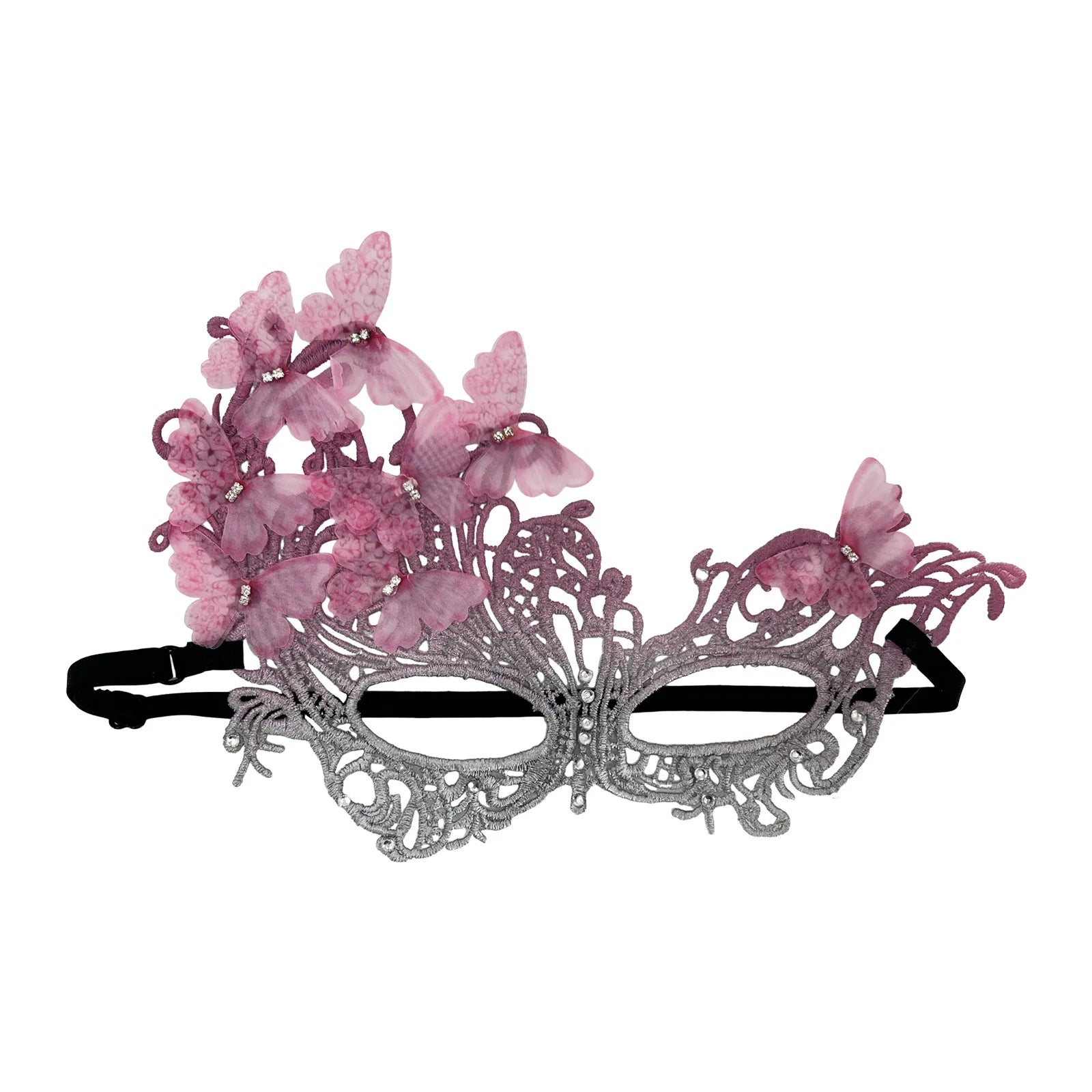Gradient Butterfly Masquerade Mask Sexy Lace Half Face Mask Luxury Rhinestone Mask for Performance Cosplay Supplies Party Prom Oasis Select Pink