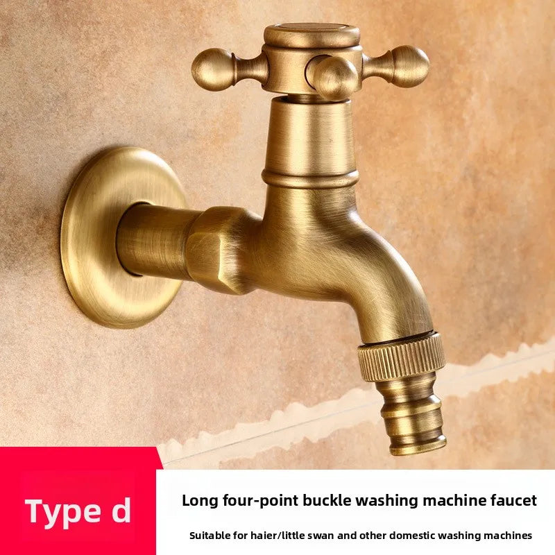 Vintage Solid Brass Single Handle Faucet for Washing Machine Wall Mounted Water Tap Oasis Select G