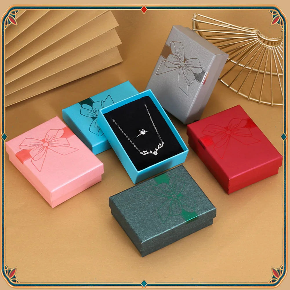 Fashion Bowknot Jewelry Box Multi Colors Ring Earrings Pendant Necklace Gift Jewelry Storage Display Paper Jewelry Packaging Box Oasis Select