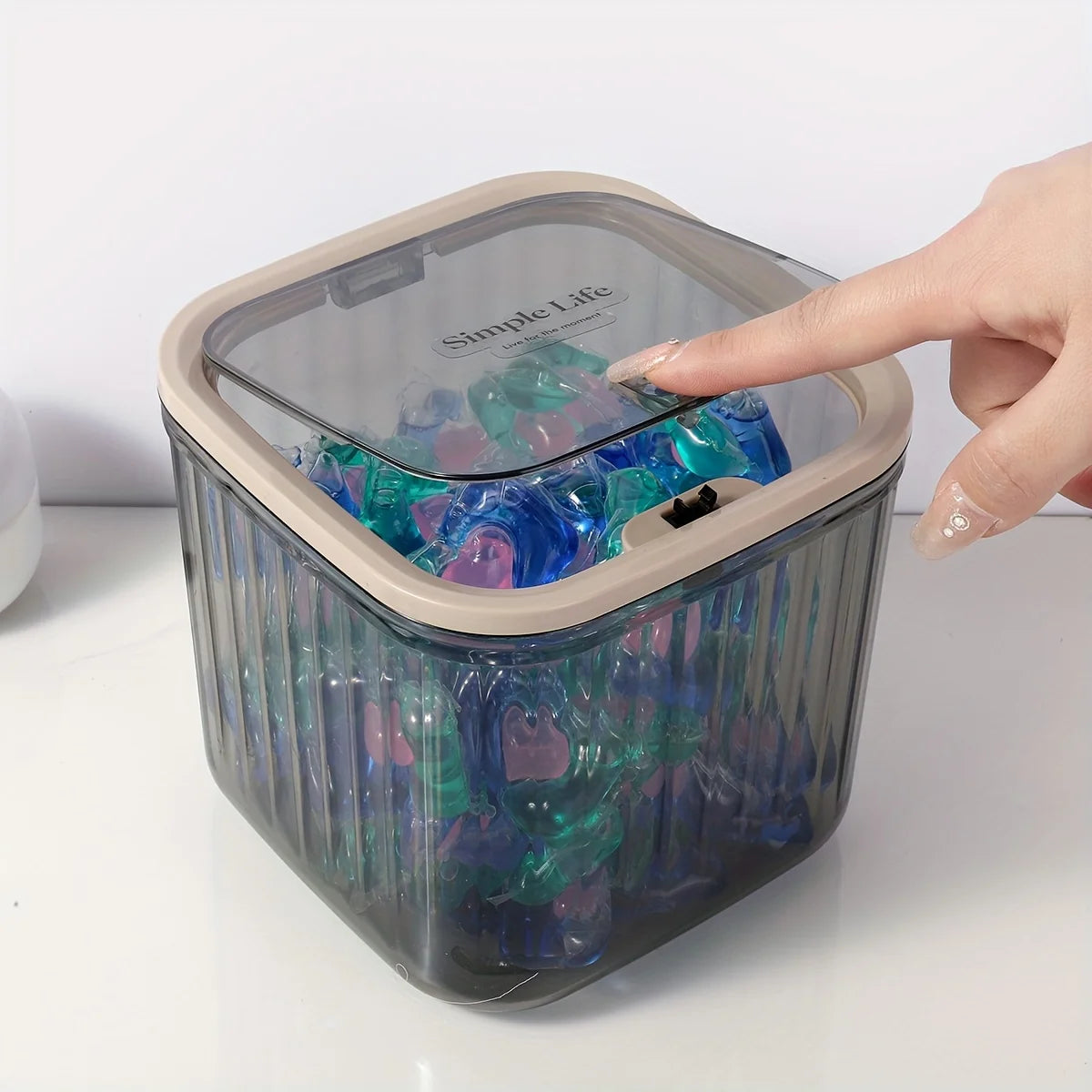 Set of High Capacity Plastic Jars, Laundry Organization Storage Boxes, Laundry Detergent Storage Container with 1 Scoop Oasis Select
