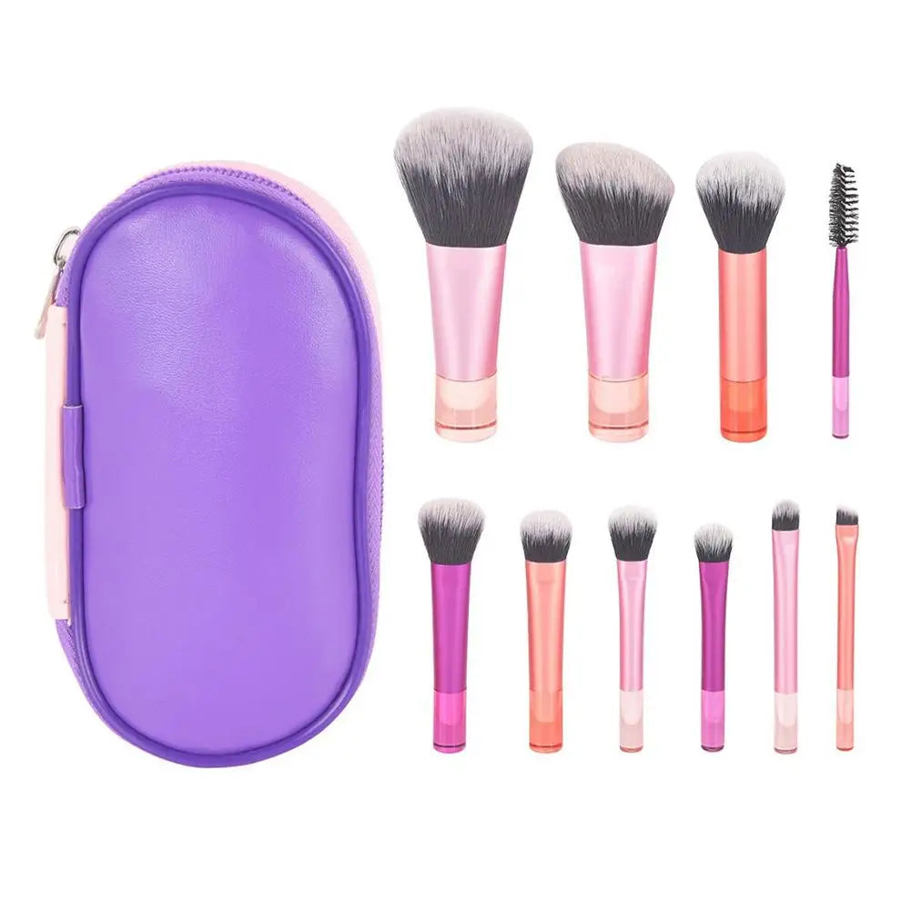 10-Piece Mini Travel Makeup Brush Set with Bag | Soft Bristles