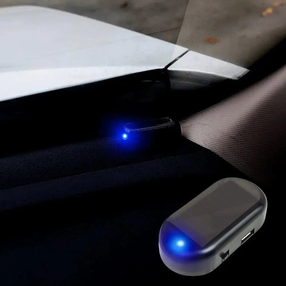 Mini LED Solar Car Warning Light Night Safety Simulation Alarm Wireless Anti-theft Warning Light Flashing False Alarm Light Oasis Select