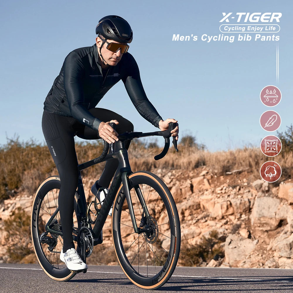 X-TIGER Men's Cycling Bib Pants Three Pockets Breathable Shock 5D gel Pad TMB Mountain Road Cycling Pants Cycling Equipment Oasis Select