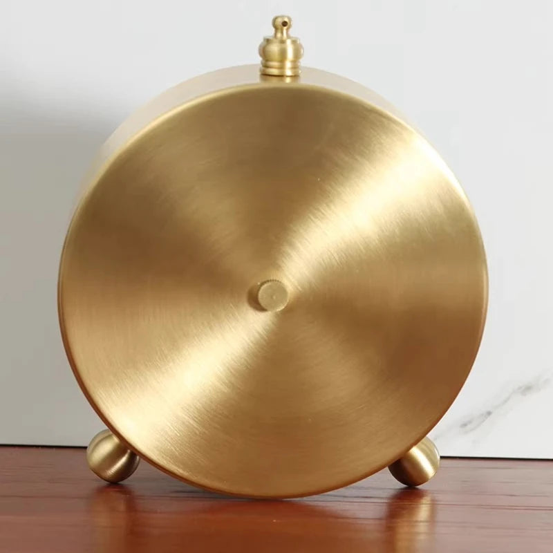 Brass Light Luxury Clock Living Room Simple and Quiet Quartz Clock Bedroom Bedside Table Decoration Home Decoration Oasis Select