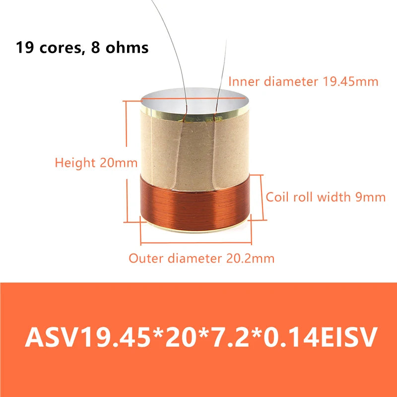 1PCS Speaker Voice Coil Braided Copper Lead Bass Voice Coil 2Layers Speaker Aluminum Voice Coil Repair Accessories Oasis Select 19.5207.28