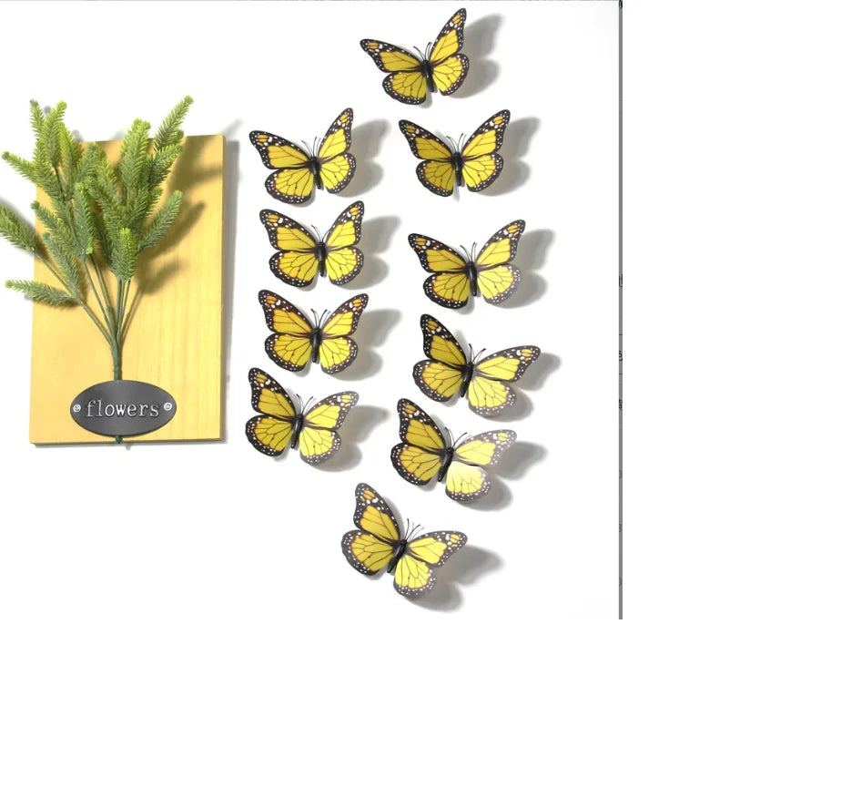 10pcs 3D Monarch Butterfly Wall Stickers – Home & Party Decor