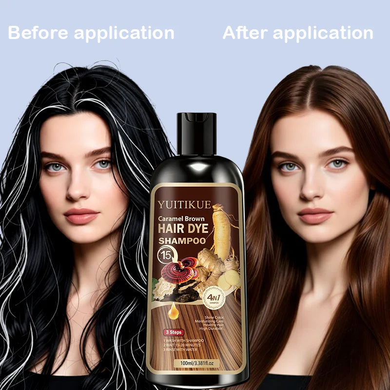 Herbal Hair Dye Shampoo – Reishi & Ginseng Gray Coverage Brown
