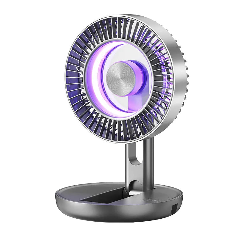 Foldable Desktop & Wall Fan with Colorful LED Lights | USB
