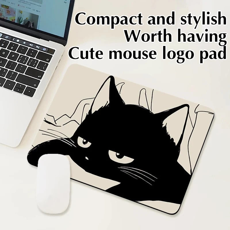 Black Cat Mousepad Small Office Computer Desk Mat Table Keyboard Big Mouse Pad Laptop Cushion Non-slip Deskpad Home Decor Oasis Select