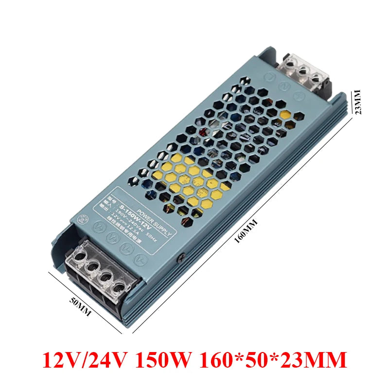 Power Supply 12V 24V Transformer AC 220V TO DC 24V 12V 60W 100W 150W 200W 300W 400W Ultra Thin Power Supply For LED Strips Lamp Oasis Select 150W AC175V-265V 24V