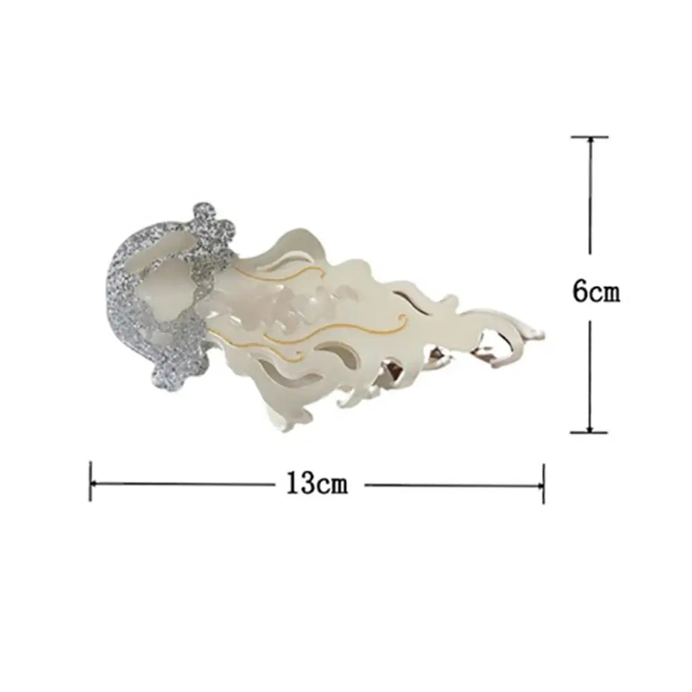 1Pcs New Shark Jellyfish Hair Clip Acetate Labge Marine Life Hair Claw Summer Beach Colorful Hair Accessories Women Girls Oasis Select