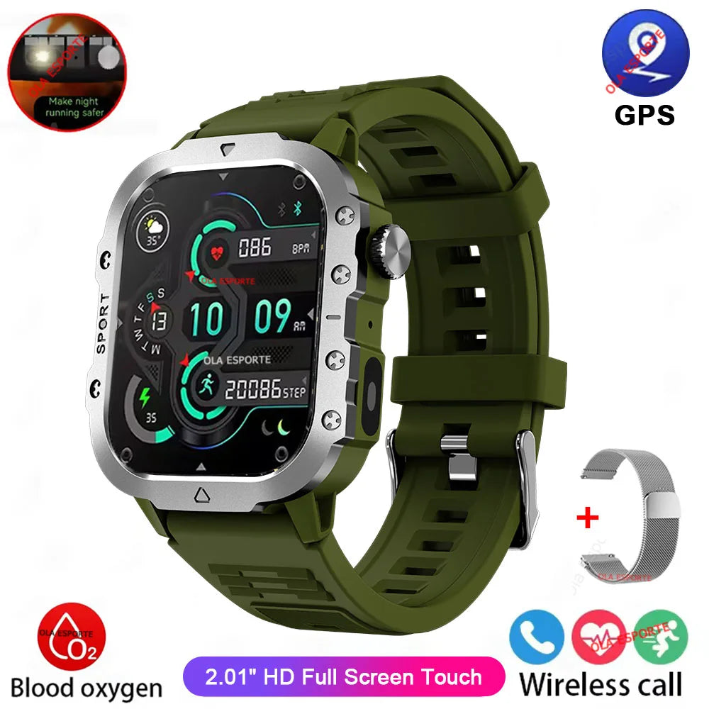 Military Smart Watch 3ATM GPS BT Calls Fitness Tracker HW12