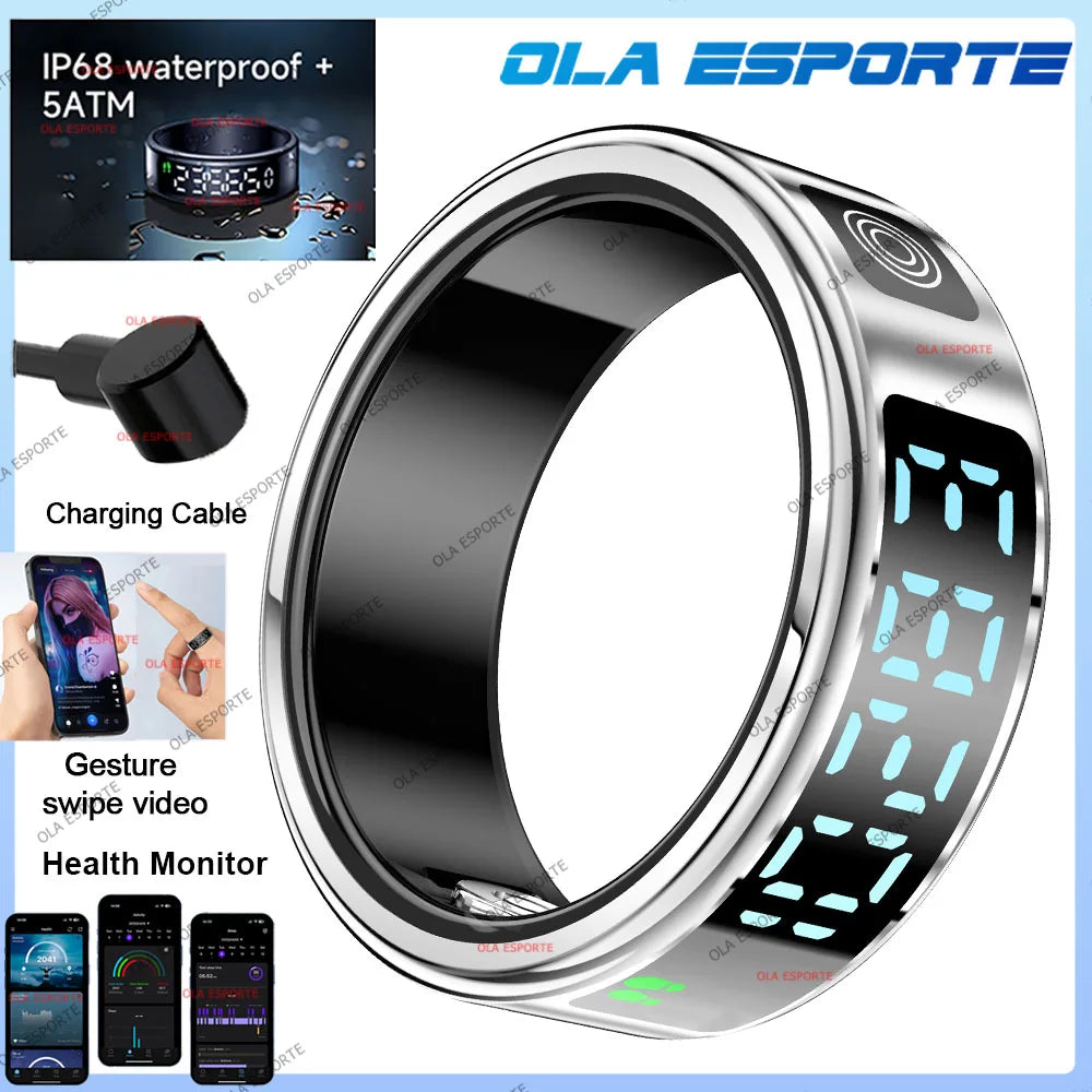 Ola Esporte Smart Ring – LED, Heart Rate & 5ATM Waterproof