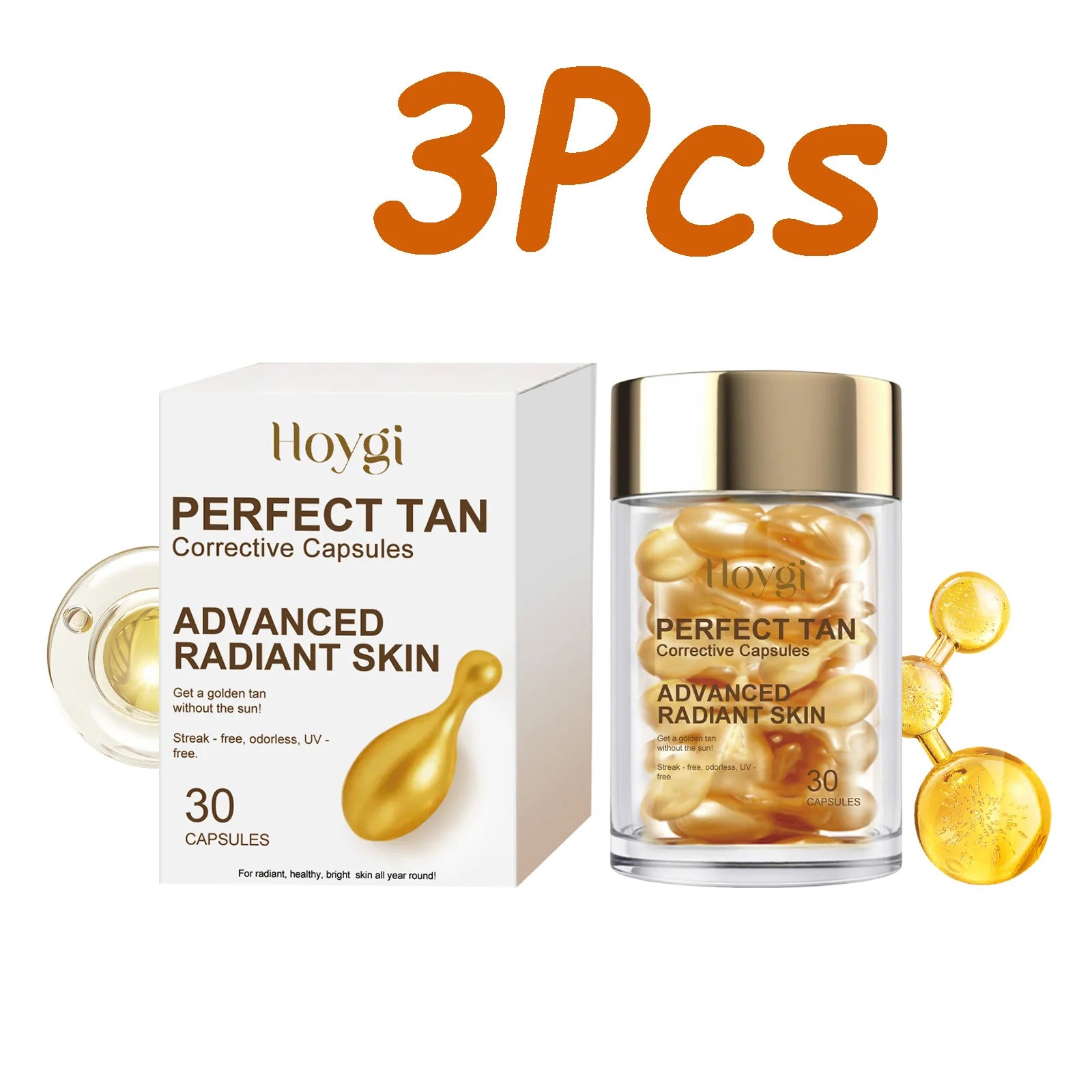 Portable Tanning Capsule Accelerate Natural Bronze Tan Moisturizing & Soothing Even Skin Tone Sunless Self-Tanning Serum Oasis Select 90 capsules