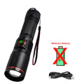 Ultra Bright LED Aluminum Alloy Flashlight USB Rechargeable Telescopic Zoom Torch Outdoor Stepless Dimming Camping Flashlights Oasis Select 1PC No Battery ZOOM