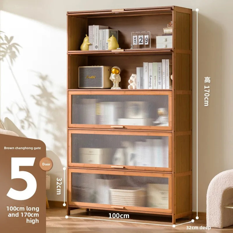 with door dustproof floor rack children's book cabinet household living room multi-layer storage cabinet storage display cabinet Oasis Select 100 long five doors