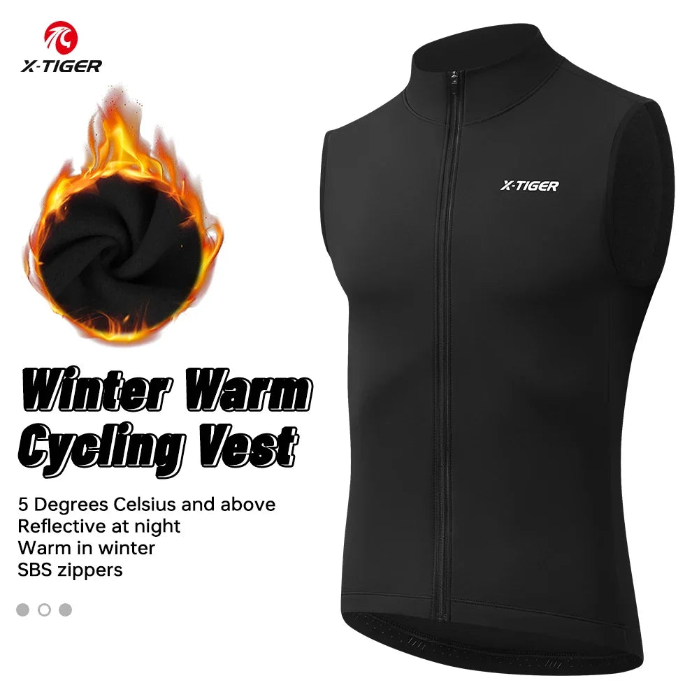 X-TIGER Men's Warm Vest Winter Fleece Windproof Jacket Slim Fit Outdoor Running Cycling Sports Vest Sleeveless Coat Oasis Select XM-ZWGY-00201 XXL