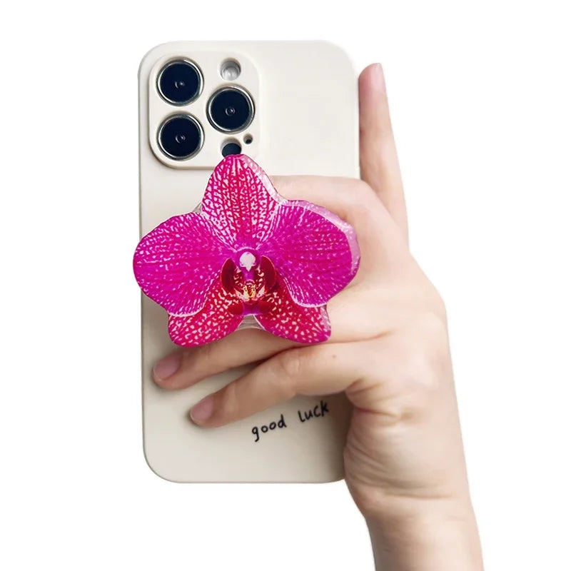 Acrylic Flower Phone Holder Socket Folding Phone Grip Trendy Mobile Phone Ring Buckle Stand For Universal Smartphone Accessories Oasis Select