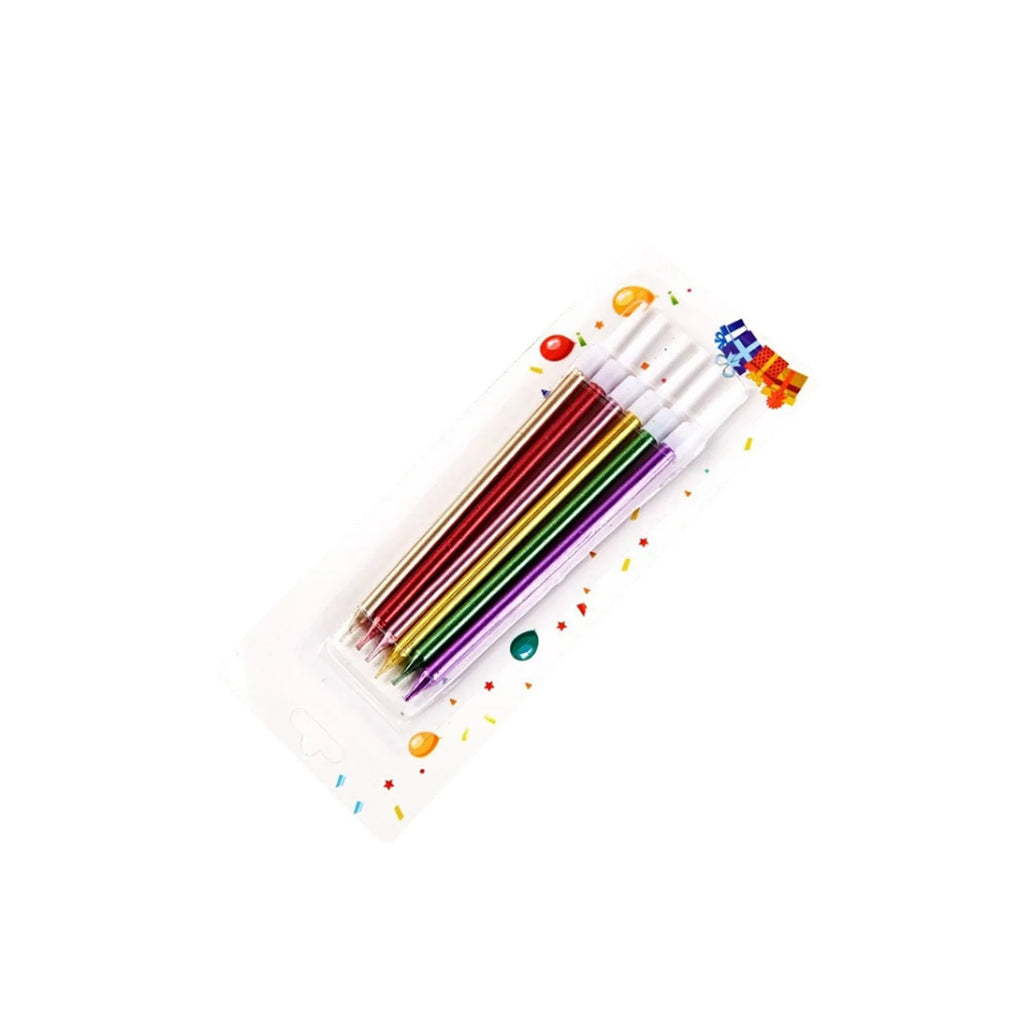 6pcs Metal Gold Silver Birthday Candles DIY Colorful Cake DecorasWedding Baby Shower Supplies Color Cake Topper Oasis Select Multicolor