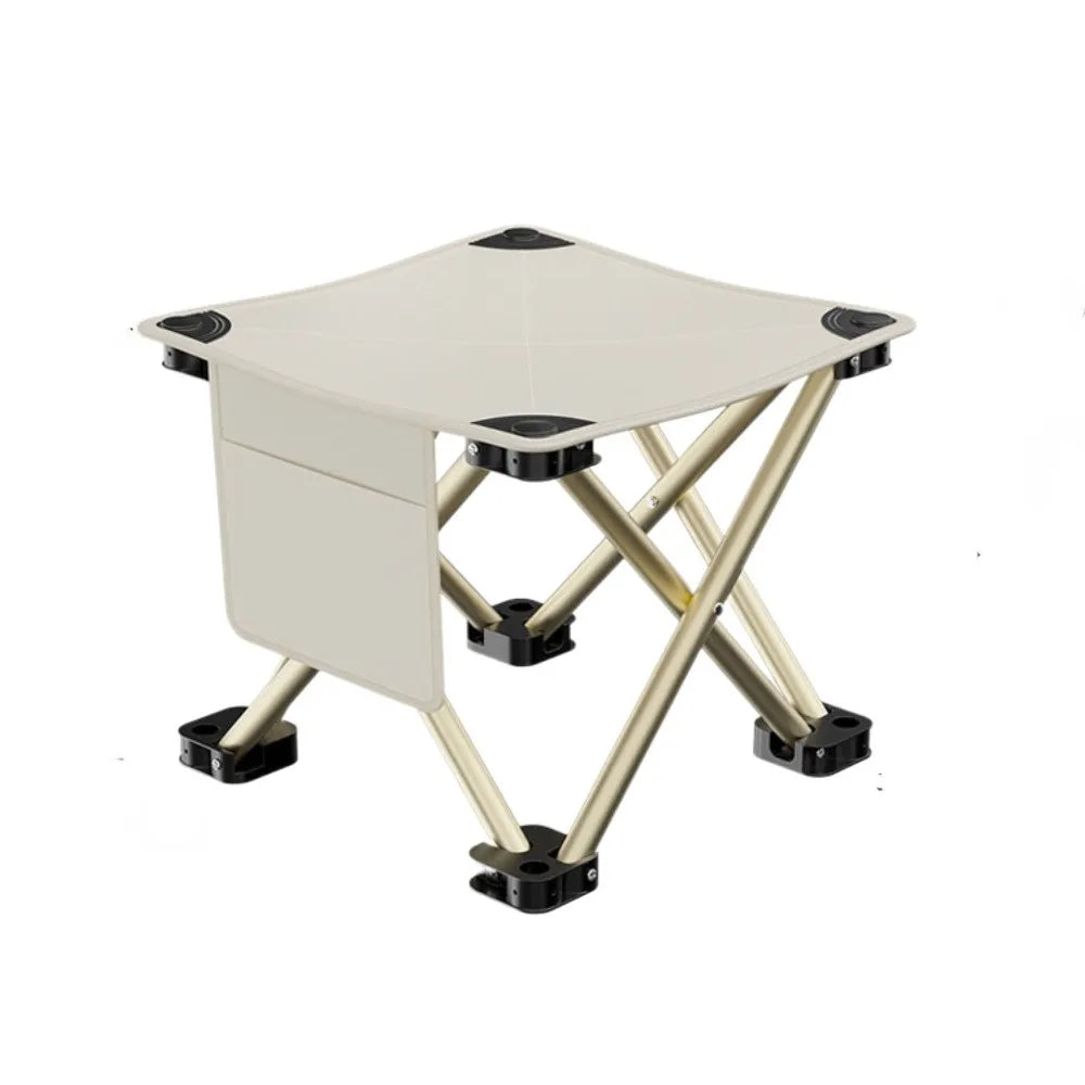 Large Size Folding Camping Stool Ultralight Side Pocket Portable Stool High Load Bearing with Carrying Bag Camping Seat Picnic Oasis Select White