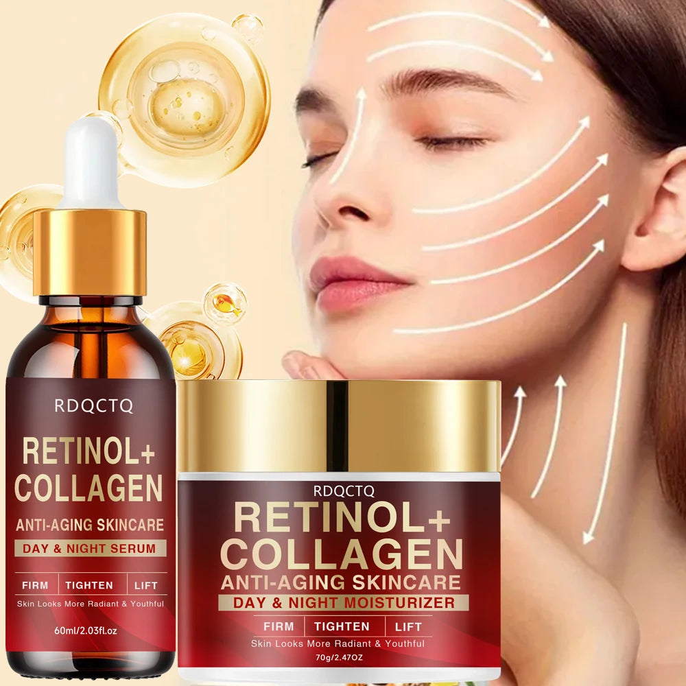 Retinol Collagen Anti-Aging Day Night Serum - Firming Lifting Facial Essence for Youthful Radiance Skin Care Formula with Hydrat Oasis Select