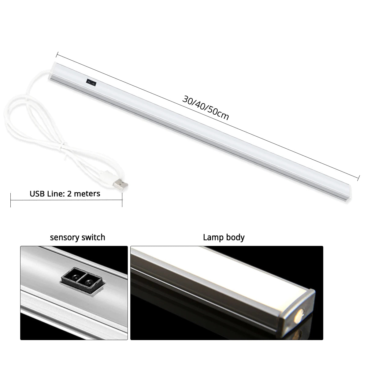 USB Powered LED Light Bar with Hand Scan Motion Sensor for Kitchen Bedroom Cabinet Night Lighting Aluminum Profile Lamp Oasis Select