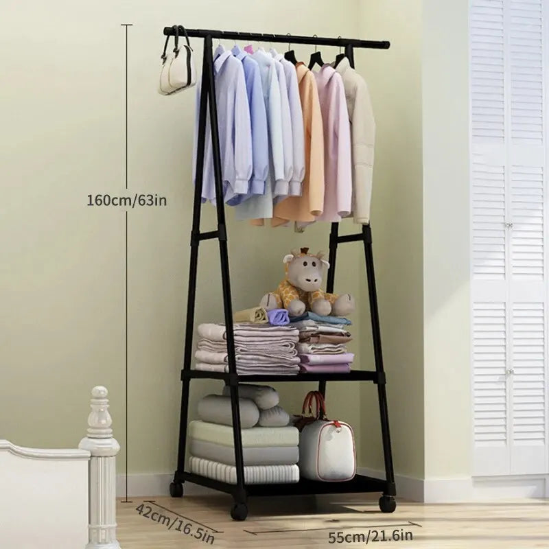 Floor Standing Clothes Rack | Foldable Double Pole Hanger