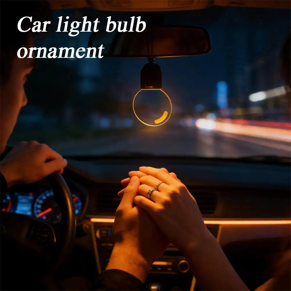 Retro Bulb Car Rearview Mirror Pendant – Warm White LED