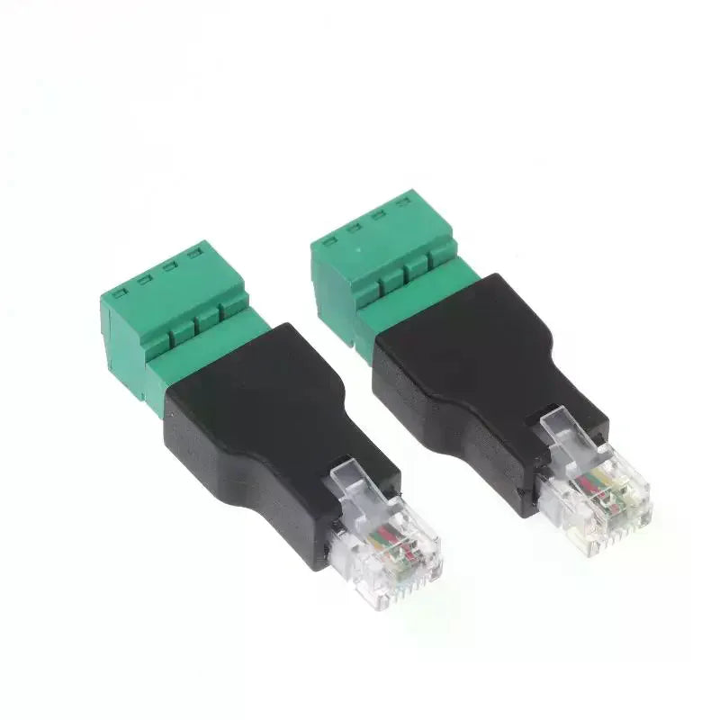 1/2Pcs 6P4C Male To 4 Pin Screw Terminal Converter RJ11 Ethernet Connector For Phone Receiver Extend Cable Adapter Oasis Select