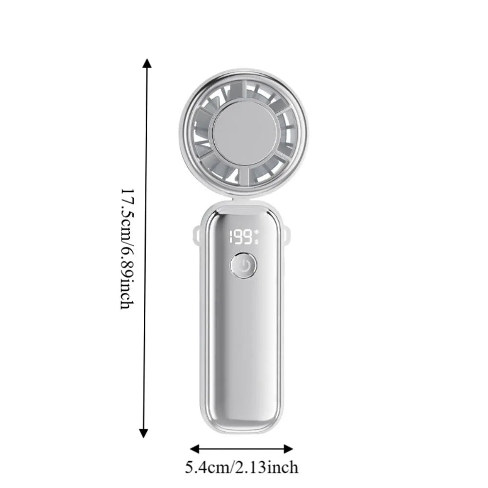 USB Rechargeable Mini Handheld Fan Semiconductor Cooling Powerful Wind Small Electric Fan Digital Display Ultra-Quiet Turbo Fan Oasis Select