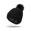 Flower needle woolen ball cap, warm double-layer lined hair care cap, woolen cap, women's knitted cap, pineapple cap Oasis Select black