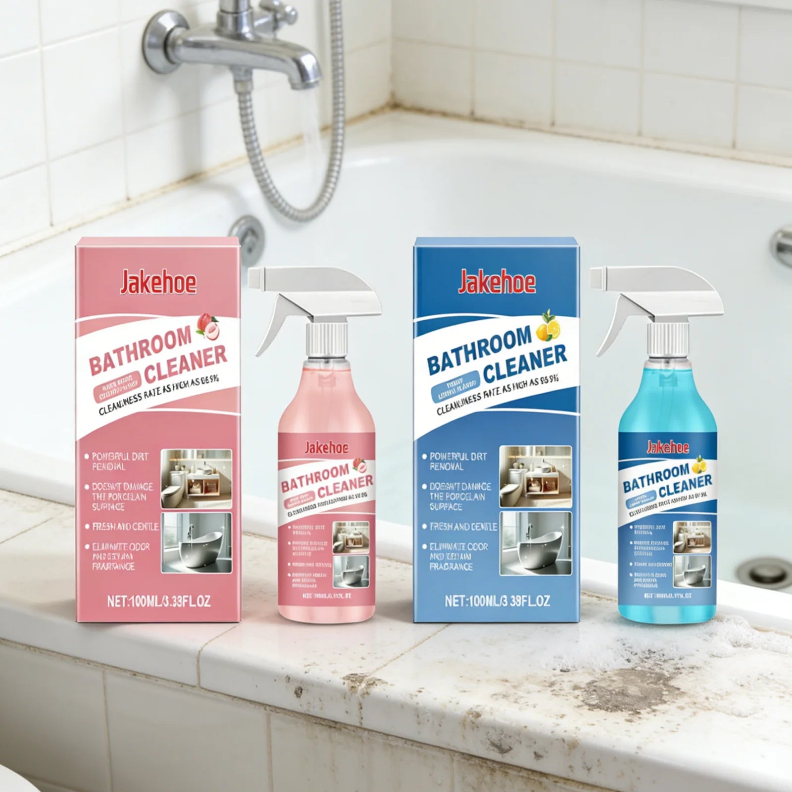 Jakehoe Bathroom Cleaner Spray Powerful Dirt Removal Rich Foam Cleaner Eliminate Odor Mild Formula Bathroom Stain Remover 100ml Oasis Select