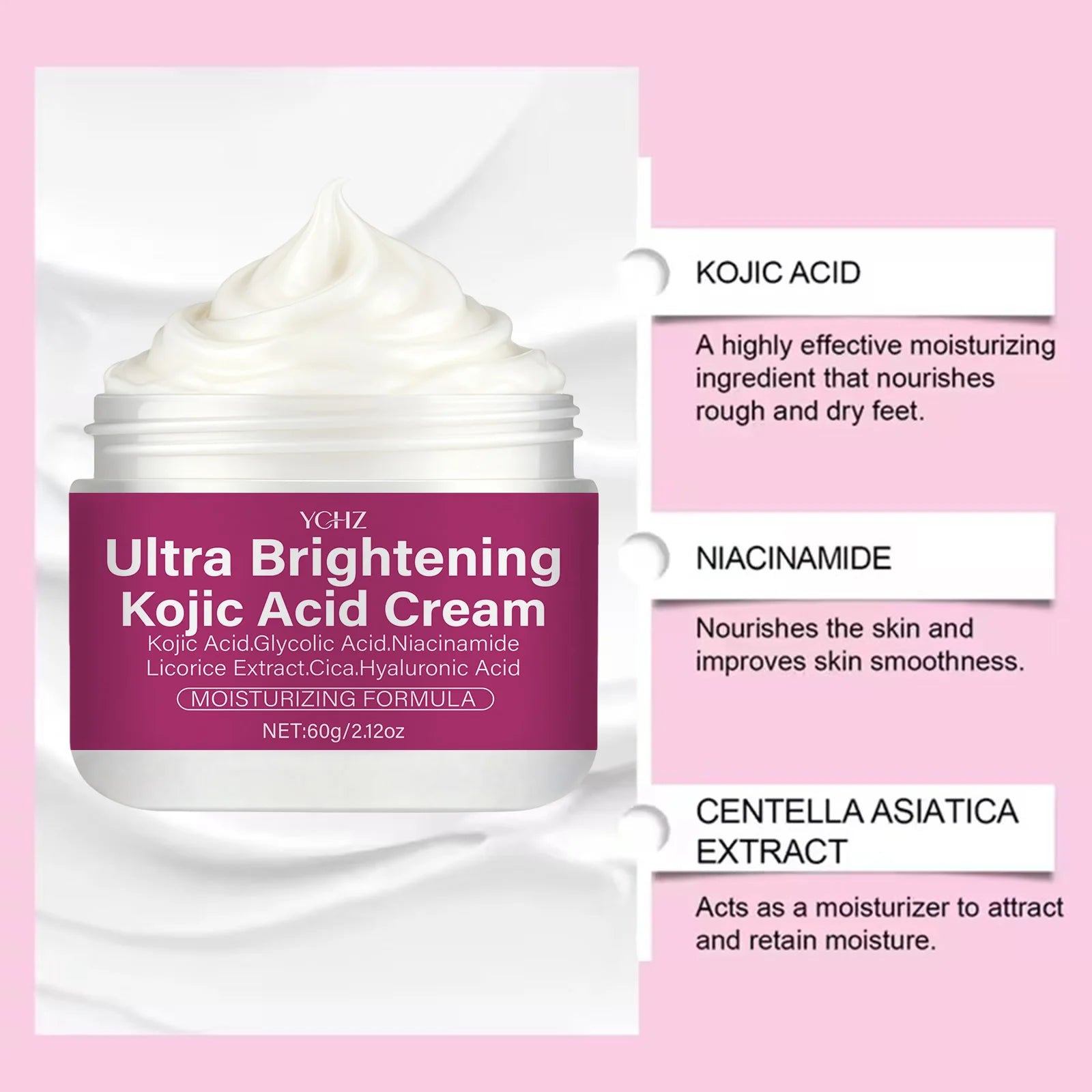 Kojic Acid Brightening Cream – Niacinamide, Vitamins C & E