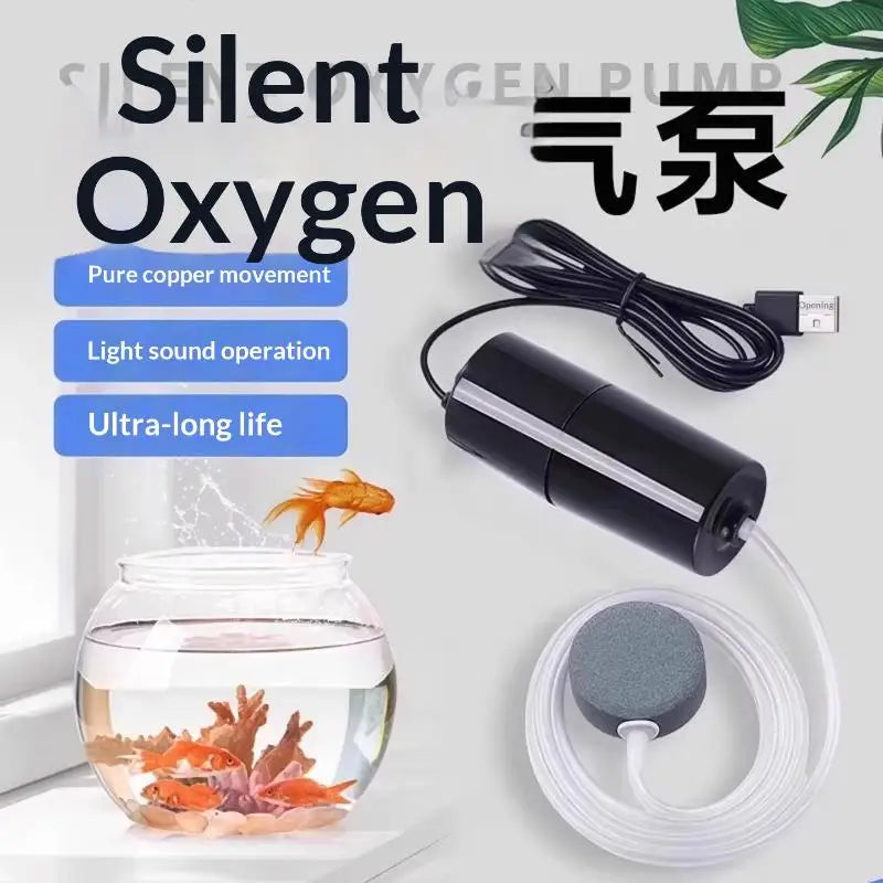 Mini USB Aquarium Air Pump – Silent Portable Fish Tank Oxygenator