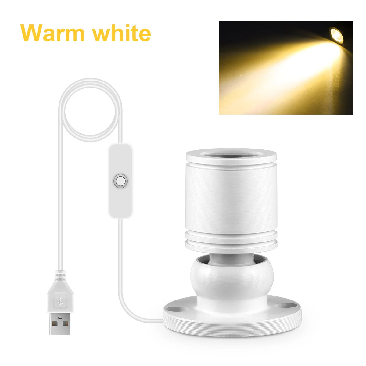 1W Led USB Spotlight With Swtich On/Off,5V USB Charging Port,Atmosphere Decor Lighting for Collectibles Anime Character Models Oasis Select White Shell Warm
