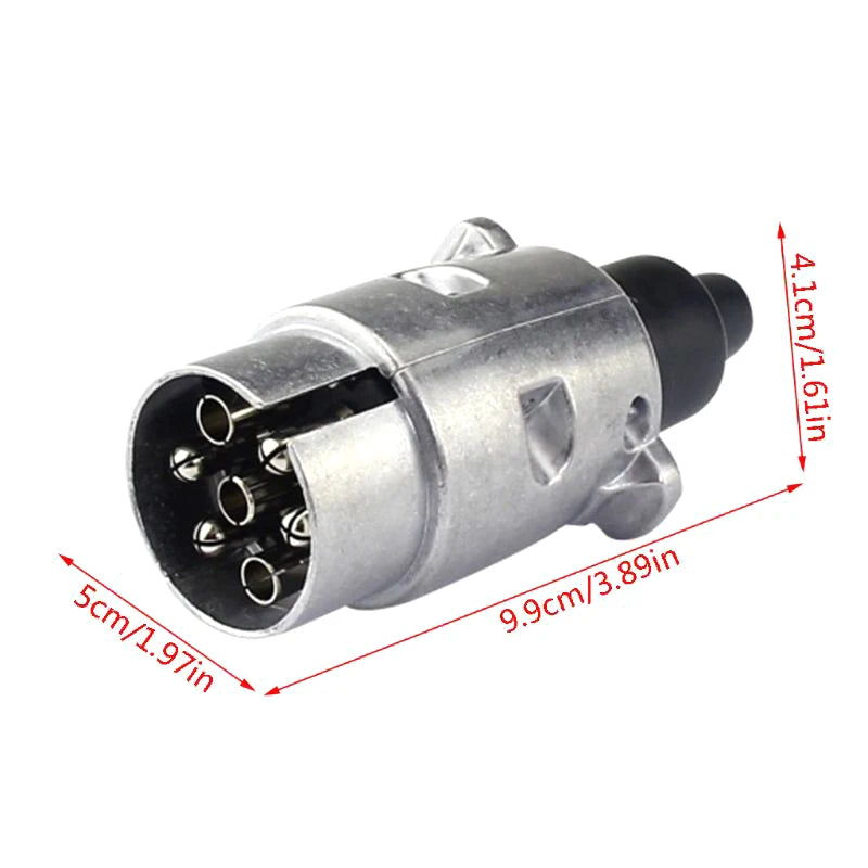 12V 7 Pin Trailer Plug Socket Set Aluminum Alloy Plug Trailer RV Plug Socket Car Trailer Coupling Connector EU Plug Oasis Select