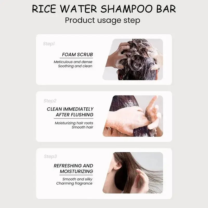Organic Rice Shampoo Soap Bar Oil Free Conditioning Soap Rice Water Protein Nourishing Anti-loss Hair Hair Growth Soap Bar Oasis Select
