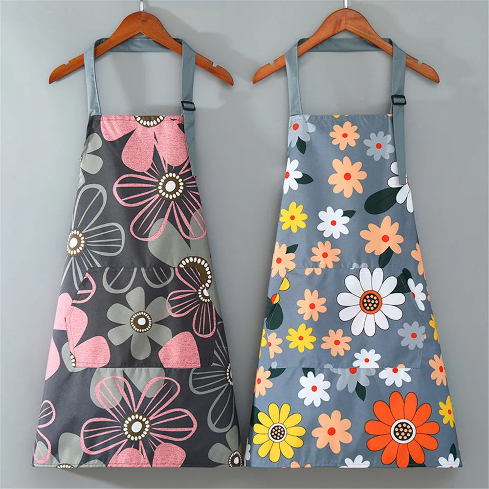 Cute Flower Kitchen Household Oil-Proof Cooking Apron For Women Children Men Kitchen Waterproof Adult Coffee Baking Accessories Oasis Select