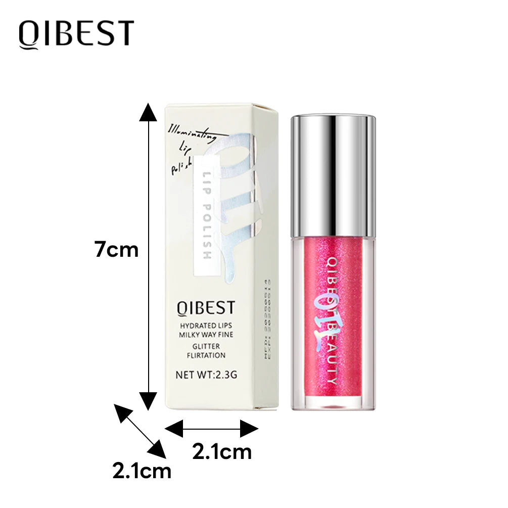 QIBEST Diamond Glitter Lip Gloss – Shimmer Mirror Lip Glaze
