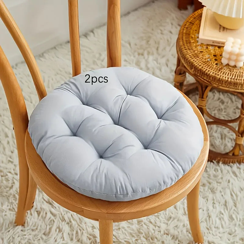 Thickened Round Chair Cushions 2pcs, Seat Pad for Office Garden Living Room Tatami, Hand Washable, All-Season Gift Chair Cushion Oasis Select Light Grey