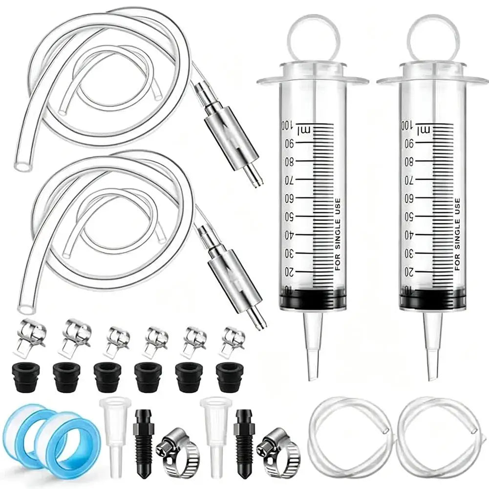 100ml Car Brake Fluid Extractor Syringe Kit With 50CM Hose Oil Pump Motorcycle Maintenance Tools With Clamp Adapter Bleed Screw Oasis Select 2set