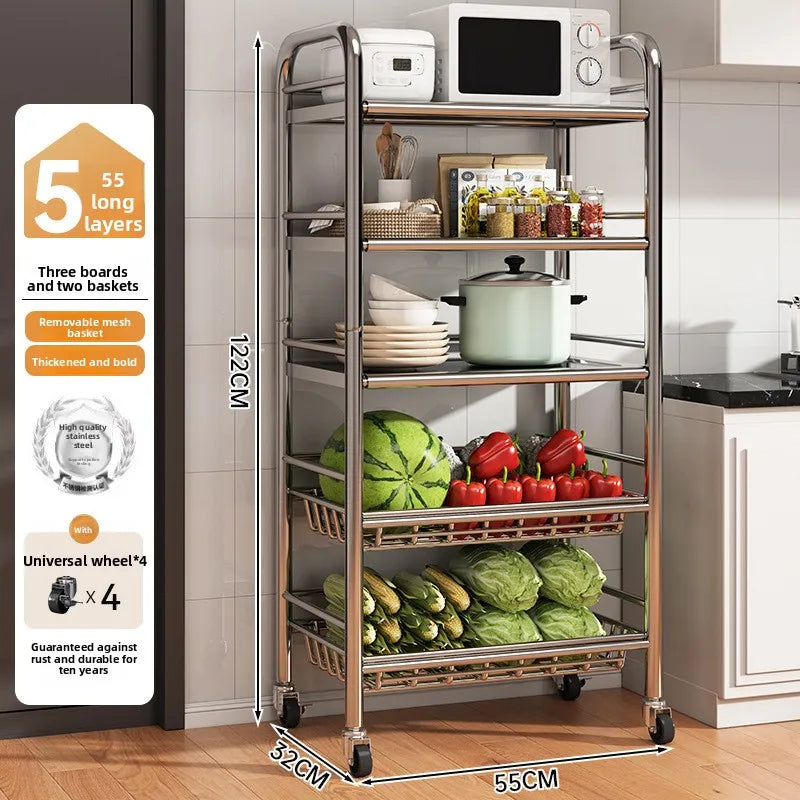 Kitchen vegetable basket rack floor-to-ceiling multi-layer stainless steel shelf new multi-functional kitchen utensils storage Oasis Select 15