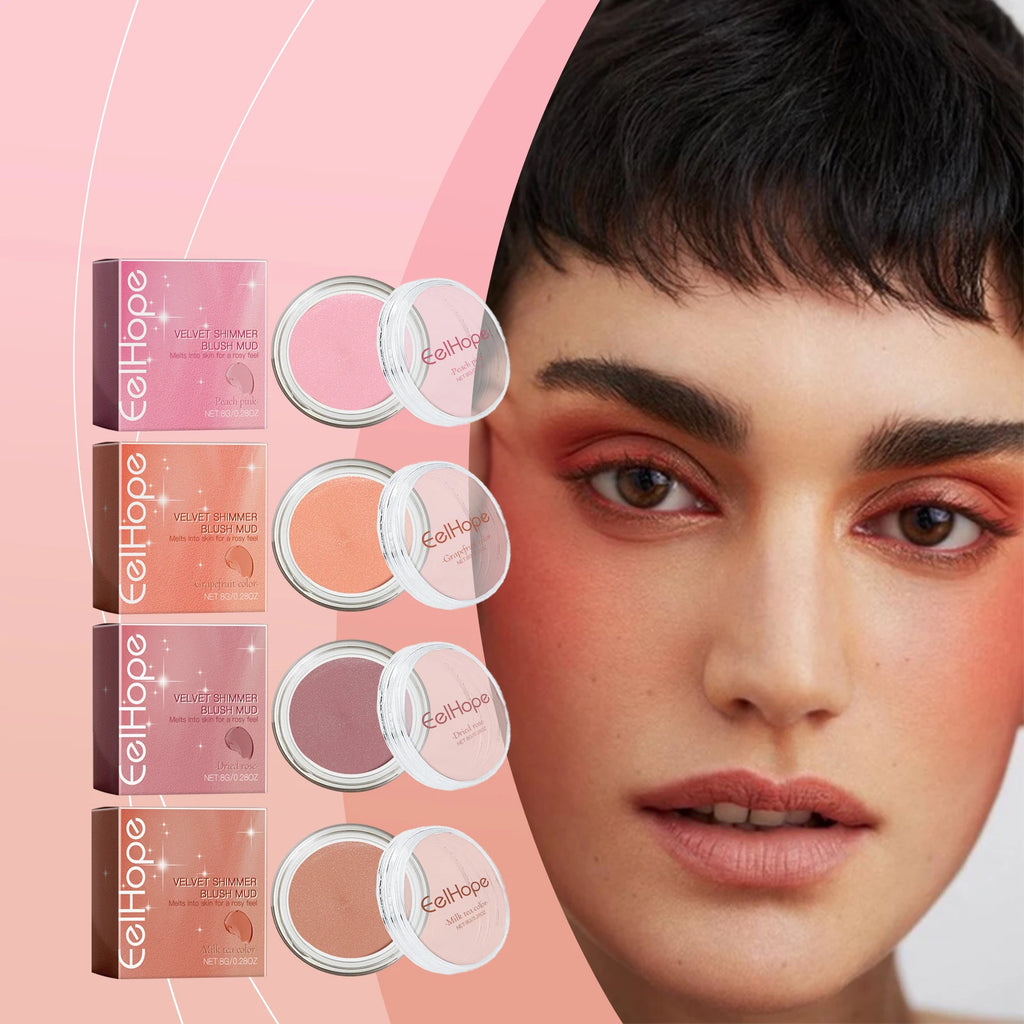 EELHOPE Velvet Shimmer Blush Mud – Cream Cheek Color Makeup Cream Blush Oasis Select