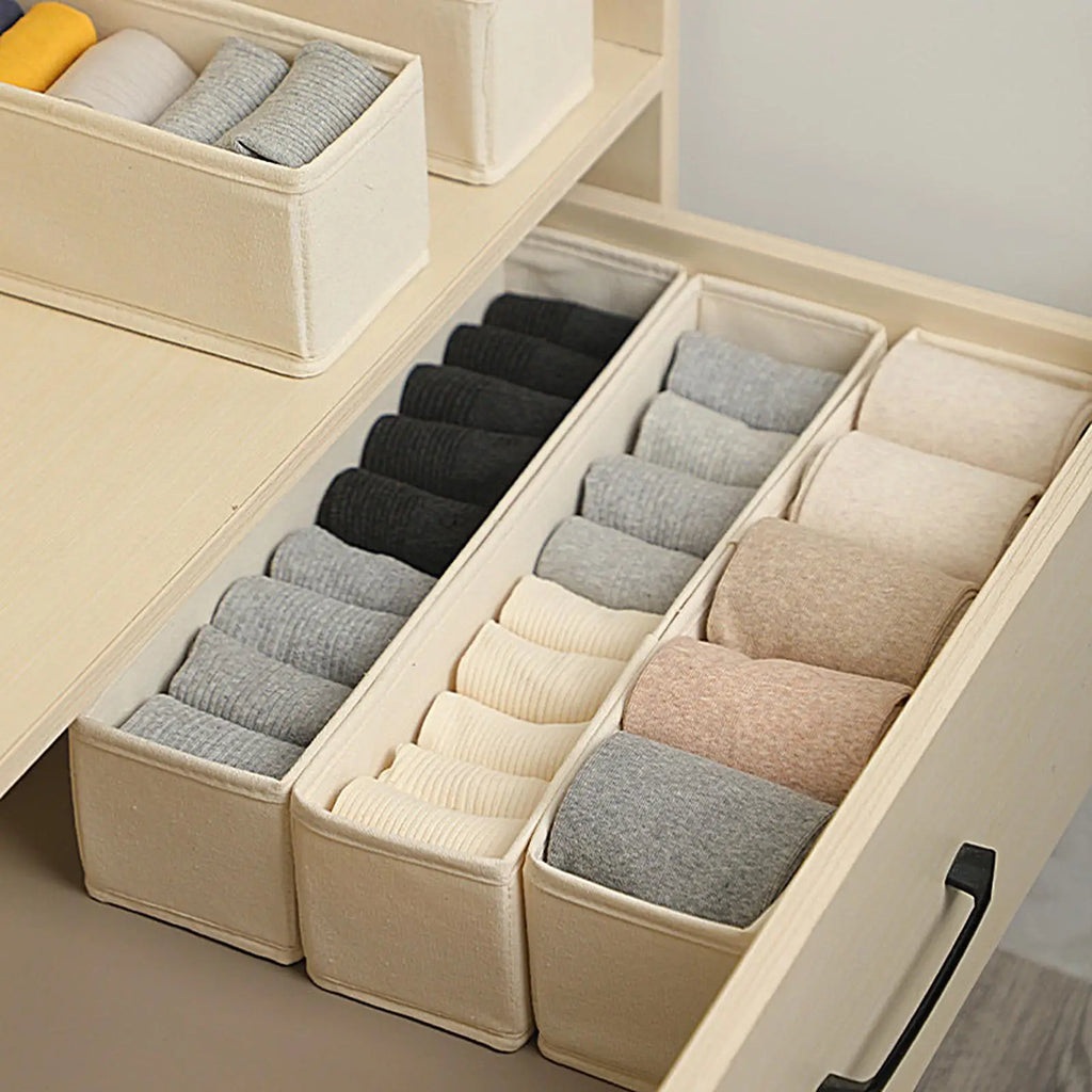 Long Storage Container Bin Space-Saving Foldable Fabric Storage Bins Durable and Stable Sock Underwear Organizer for Drawer Oasis Select