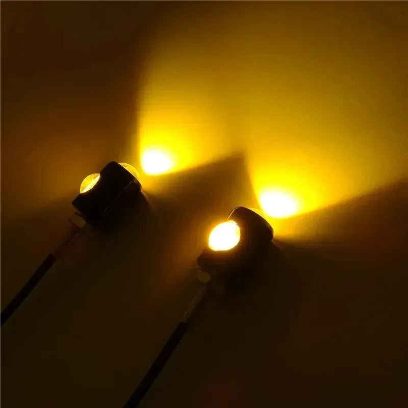 Motorcycle Signal Lamp Mini License Plate Light LED Eagle Eye Shape Turn Signal Indicator Tail Rear Light Brake Fog Lamp Bulb Oasis Select